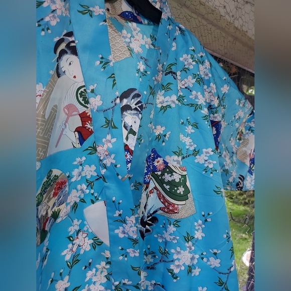 Floral Blue Kimono Robe - Picture 7 of 9